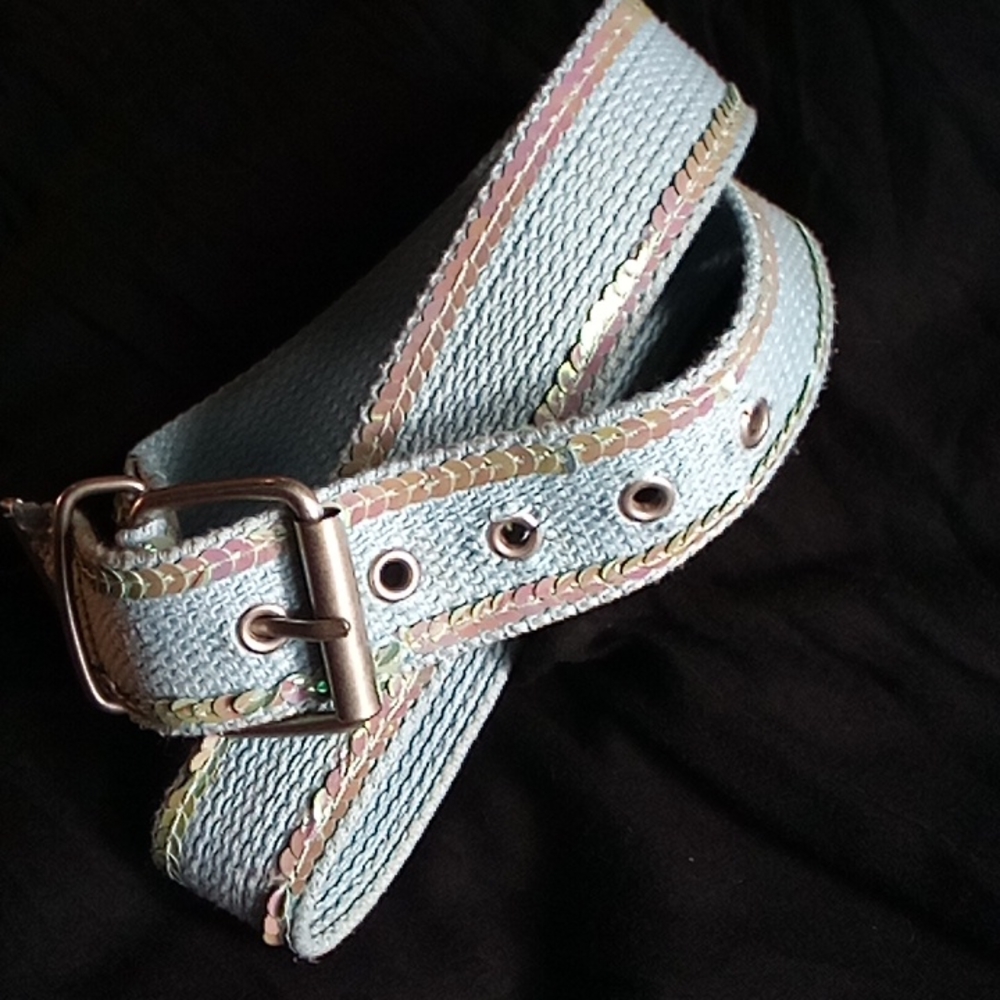 Iridescent Baby Blue Strap Belt